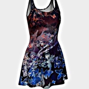 Artist design one of a kind Flare Dress, Butterfly